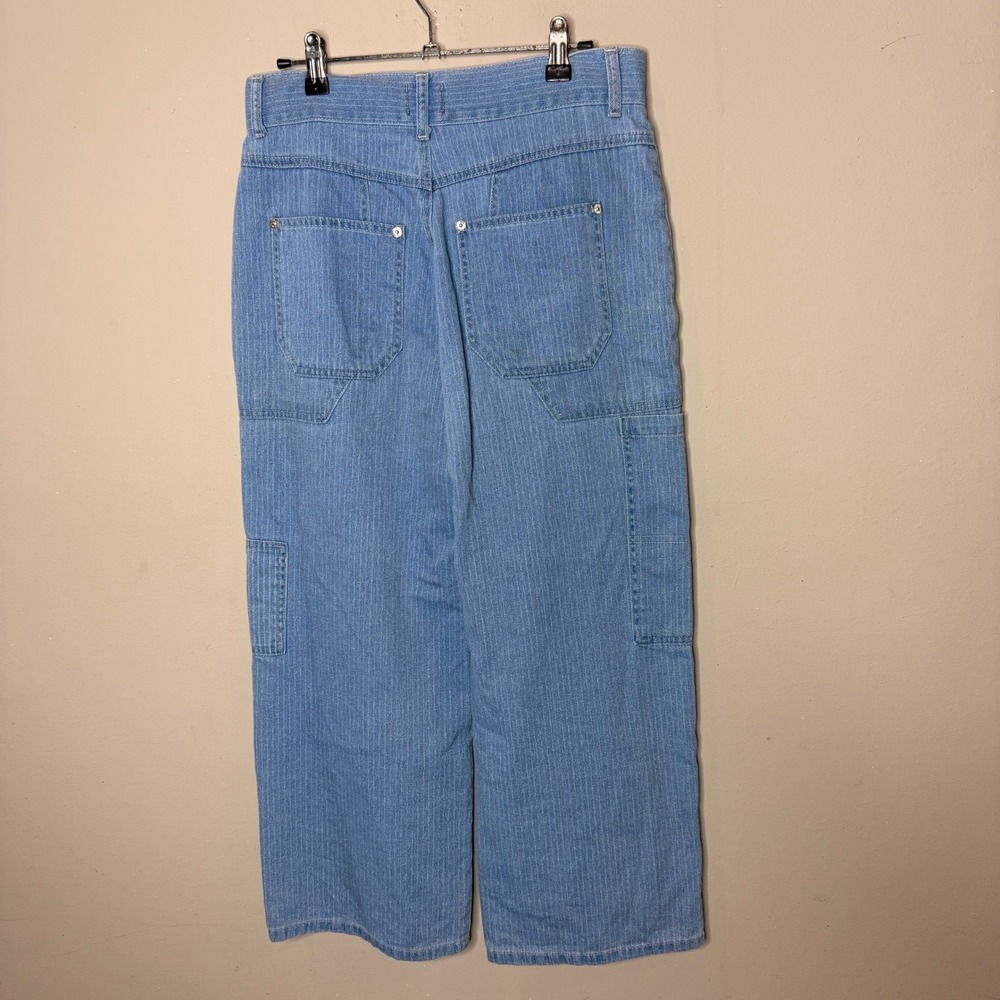 BDG Urban Outfitters Blue Victoria Pinstripe Carpenter Cropped Jeans Size 27 - Picture 4 of 13